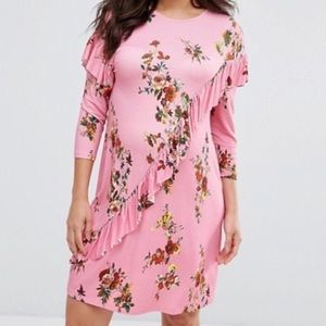 Pink floral maternity dress